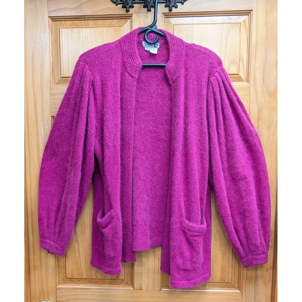Vintage Adele Joyce SIze 2+ 40-42 Lambswool Angora Rabbit Hair Sweater Cardigan